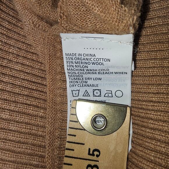 Prana Tan Lightweight Knit Hoodie Sweater with Dolman Half Sleeve Small - Picture 10 of 11